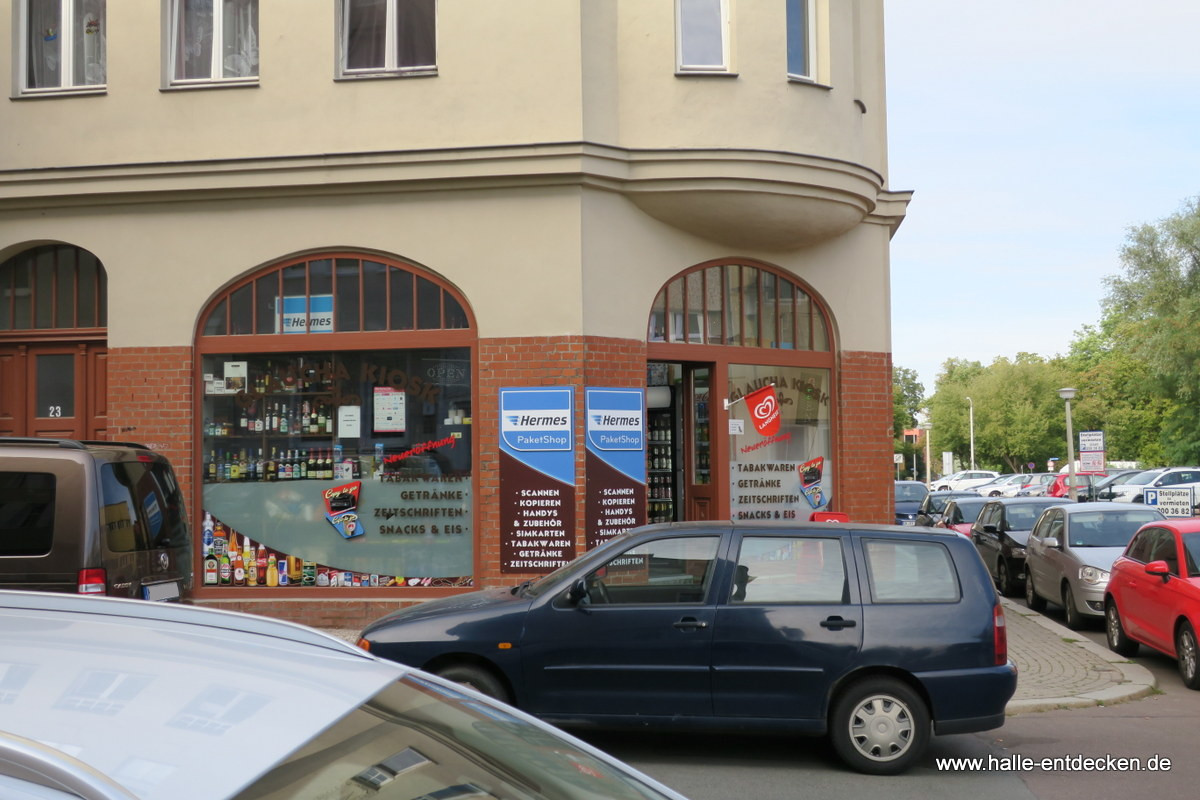 Kiosk Glaucha in der Lerchenfeldstraße in Halle (Saale).