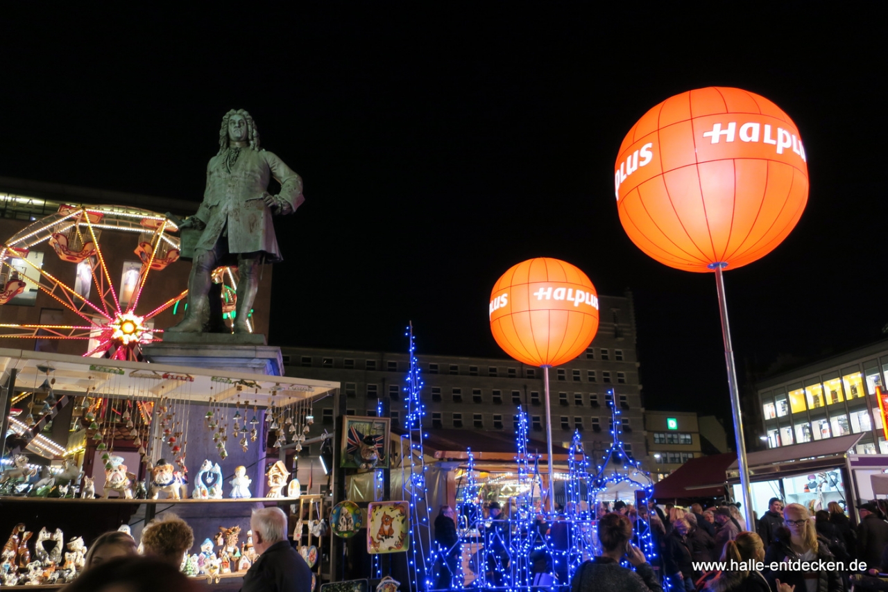 Händel leuchtet beim Lichterfest in Halle.