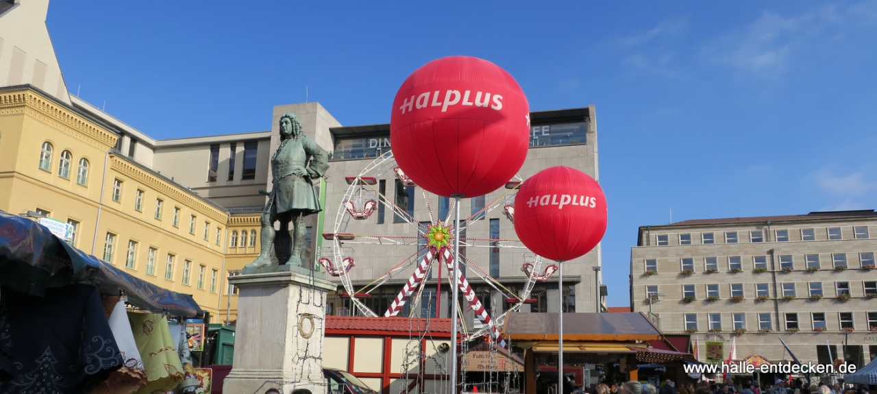 Das Lichterfest in Halle auf dem Marktplatz.