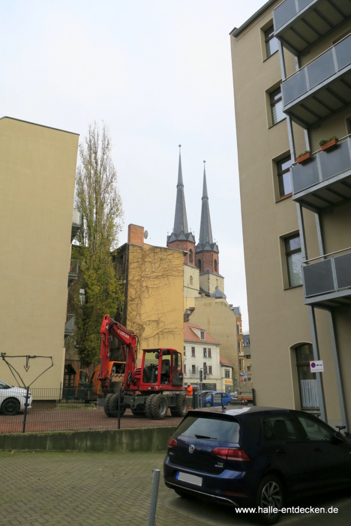 Blick durch die Baulücken zur Marktkirche.