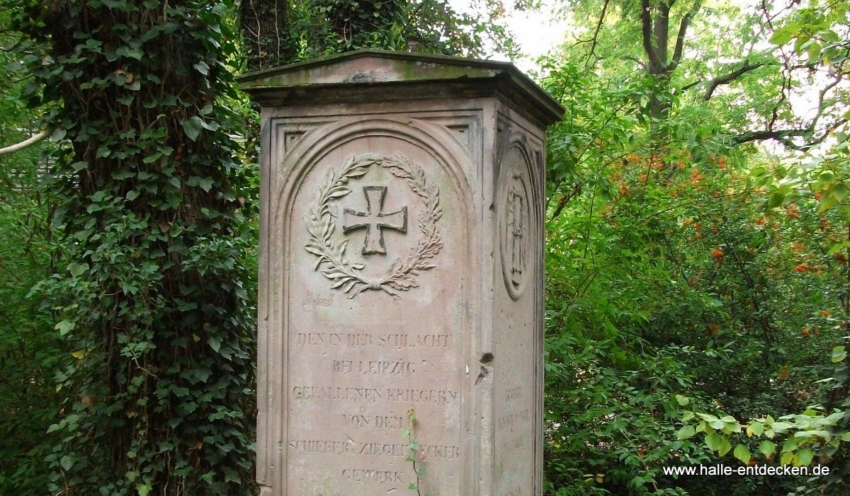 Der Stadtpark in Halle (Saale) - Obelisk, Napoleonische Befreiuungskriege