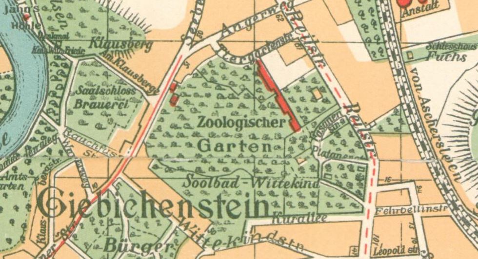 Ausschnitt aus dem Stadtplan des Halleschen Adreßbuchs von 1915.