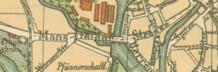 Die Schieferbrücke im Ausschnitt vom Stadtplan des Adressbuches 1899.