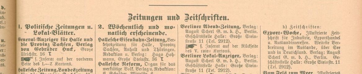 Zeitungen und Zeitschriften in Halle im Jahre 1915