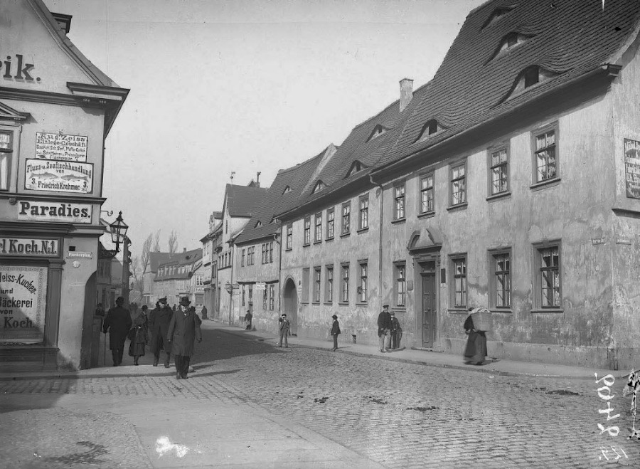 Die Herrenstraße und Ecke Fischplan. Ungefähr am späteren Glauchaer Platz. Fotografiert von Gottfried Riehm.