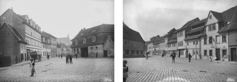 Die Spitze der Strohhofinsel in Halle. Fotografiert von  Gottfried Riehm. Montage aus den Bildern 203 und 204.