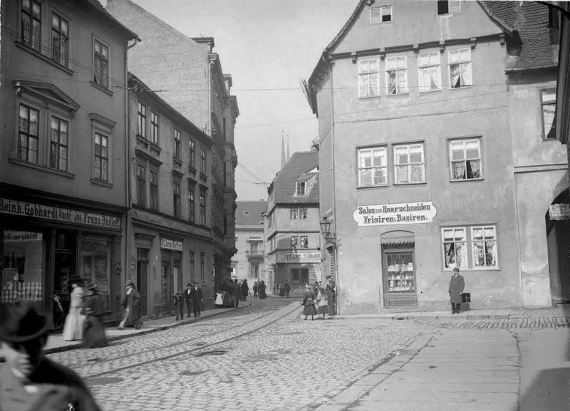 Die Rannische Straße in Halle. Fotografiert von Gottfried Riehm.