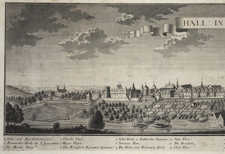 Hall in Sachsen um 1760. Detailansicht linke Seite.