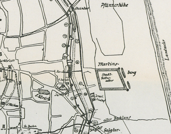 Hallische Stadtmauer vom Steintor bis zum Galgtor.