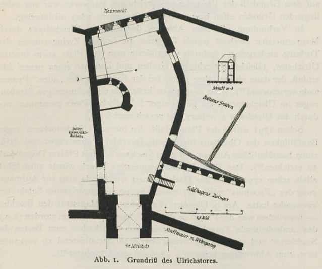 Grundriss des Ulrichstors um 1590.