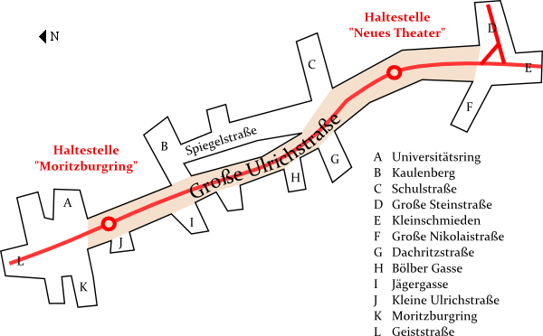 Die Große Ulrichstraße in Halle (Saale)