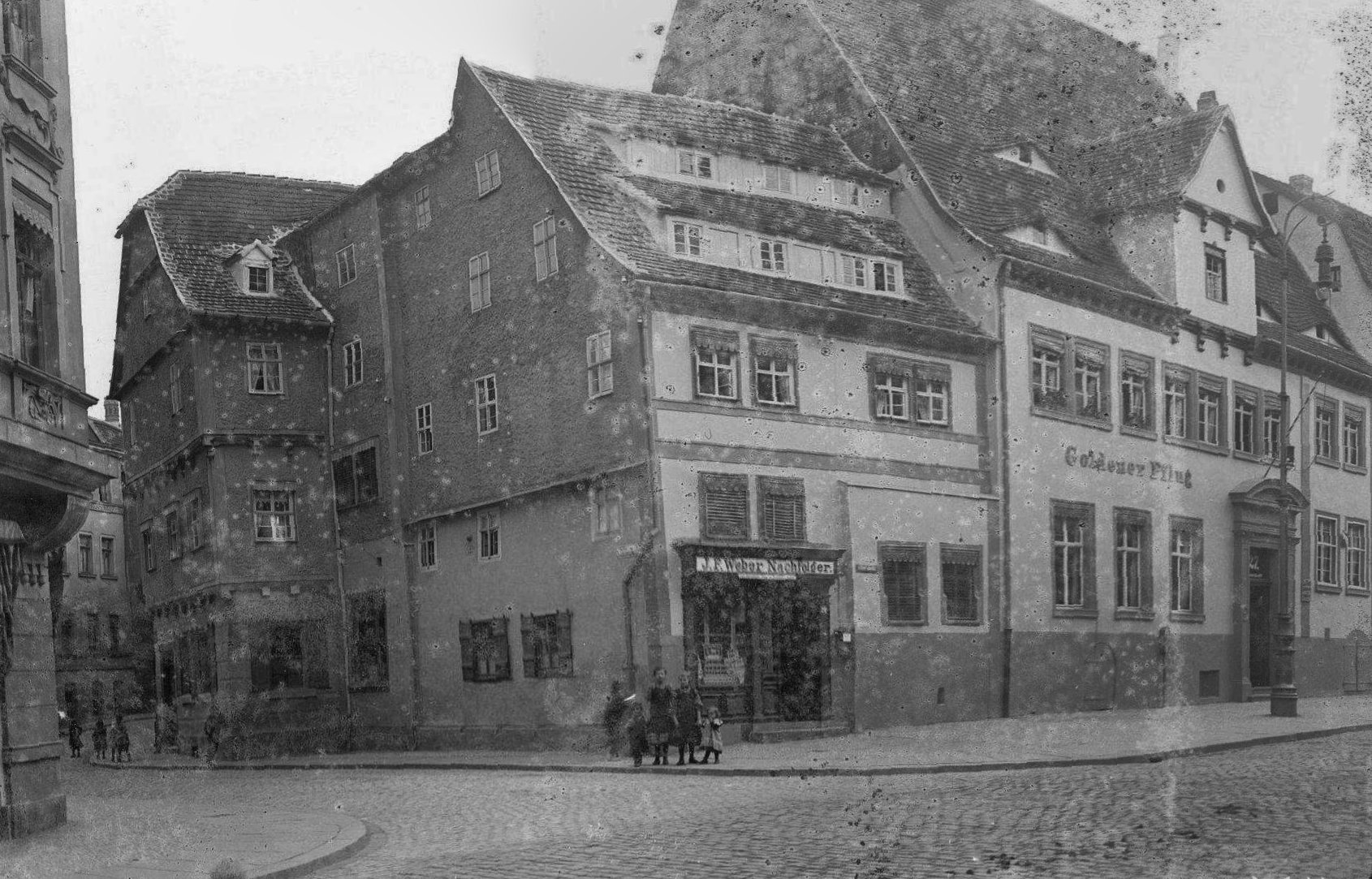 Panorama Alter Markt Halle mit Meteritzstraße aus verschiedenen Fotos von Gottfried Riehm.