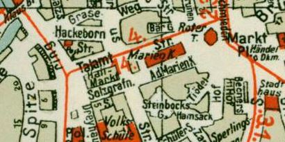 Ausschnitt aus dem Stadtplan von 1931 aus dem Halleschen Adreßbuch.