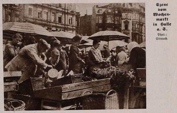 Wochenmarkt Halle, auf dem Hallmarkt .