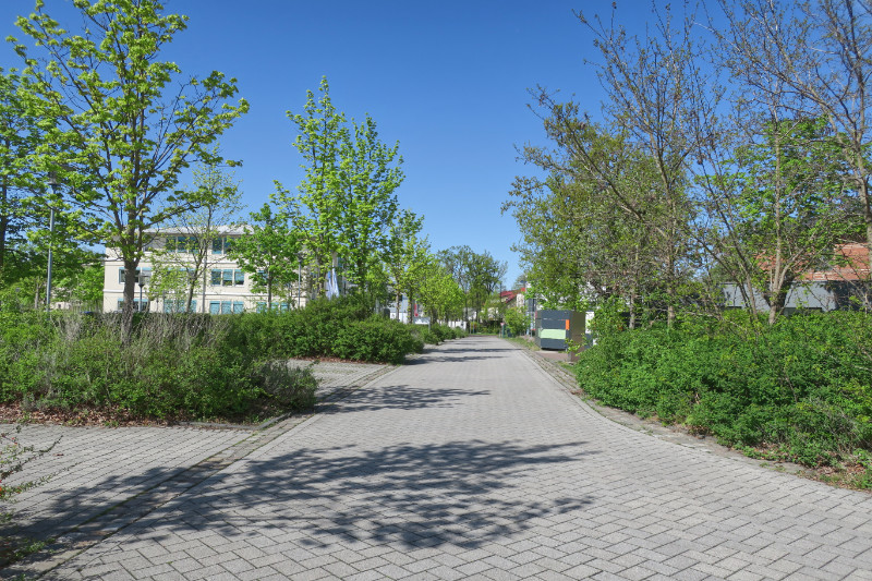 Blick zur Walter-Hülse-Straße durch die Daniel-Vorlänger-Straße in Heide-Süd.