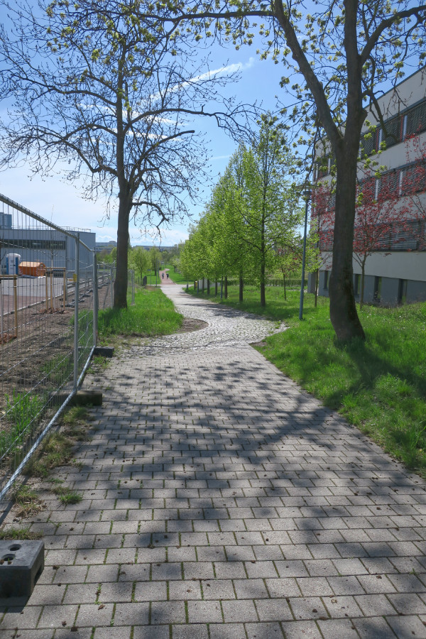 Blick zur Blücherstraße vom Ernst-Grünfeld-Weg.