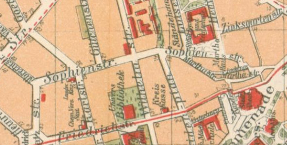 Stadtplan von 1907. Sophienstraße.