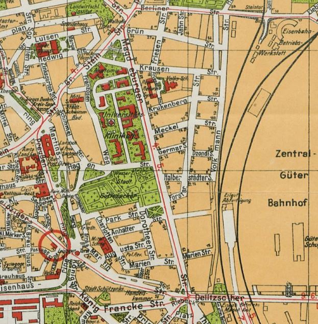 Stadtplan mit der Magdeburger Straße aus Hallesches Adreßbuch von 1929.