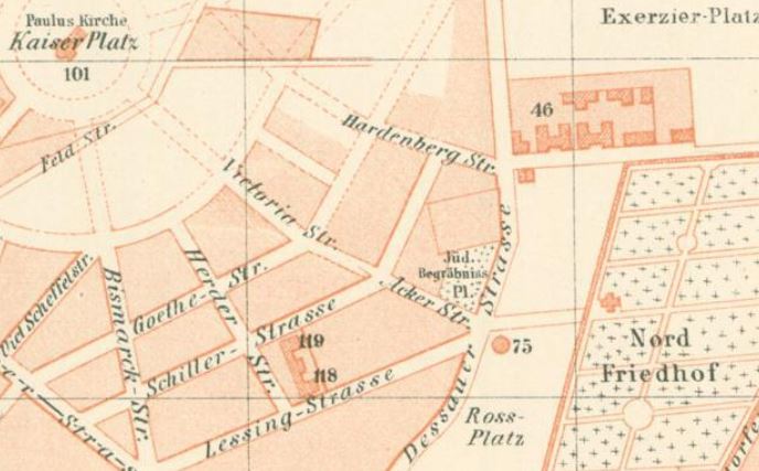 Die Ackerstraße in Halle an der Saale im Stadtplan von 1904.