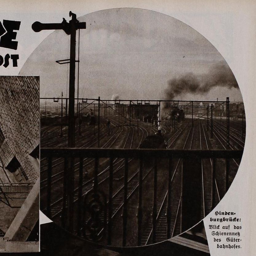 Blick von der Berliner Brücke (Hindenburgbrücke) auf den Güterbahnhof.